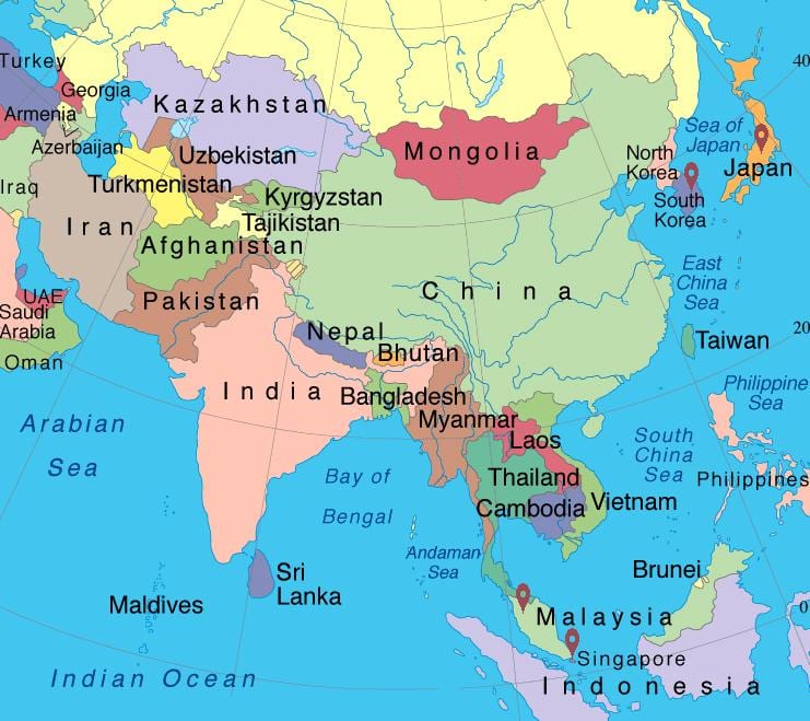 Singapūra āzijā karte