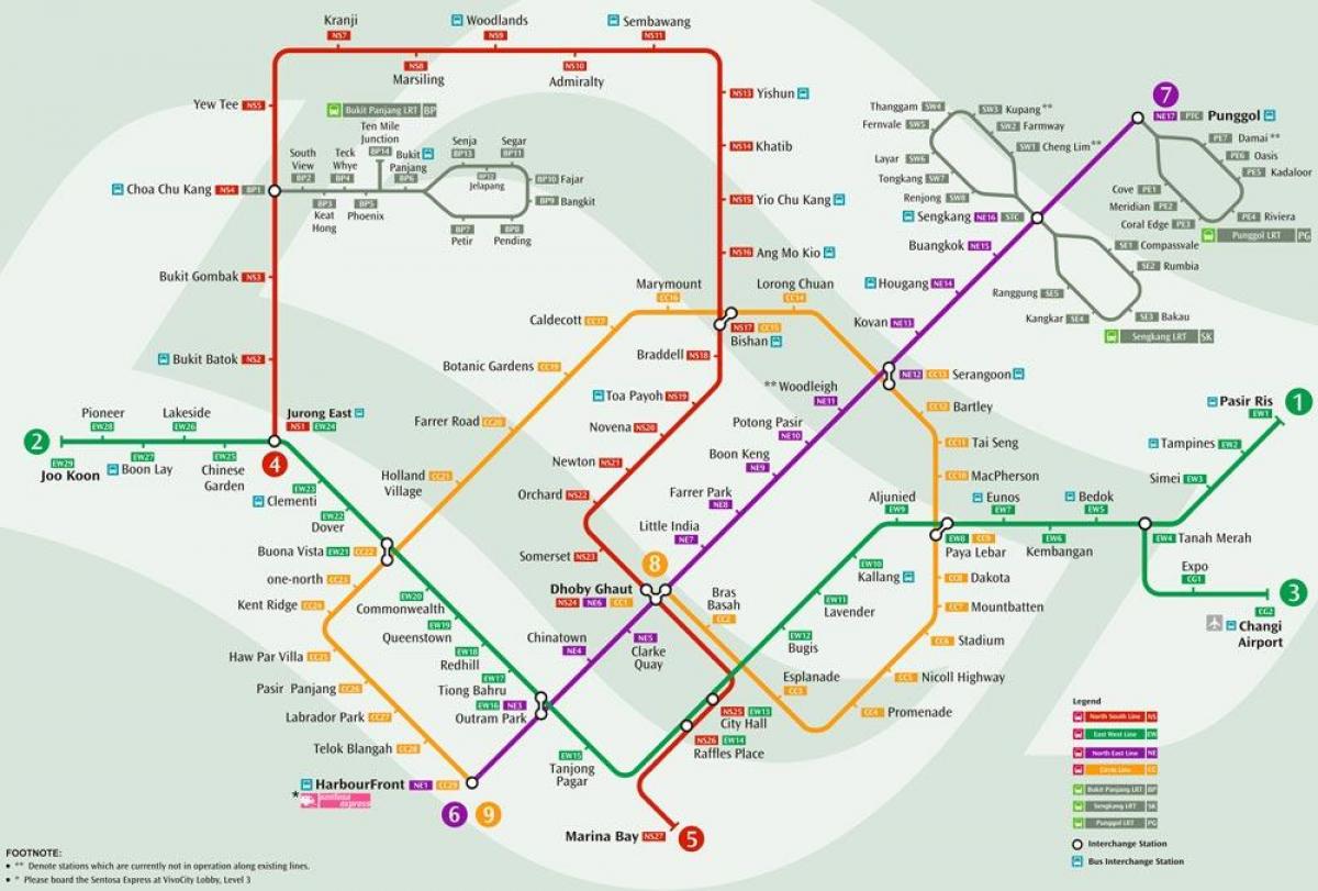 mrt sistēmas karte Singapūra