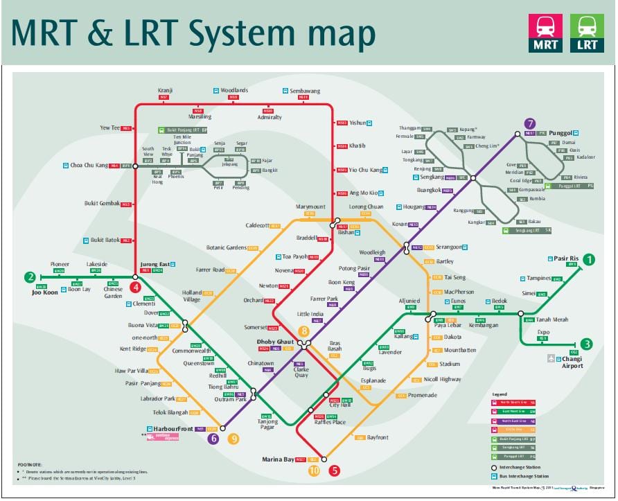 lrt maršruta karte Singapūra