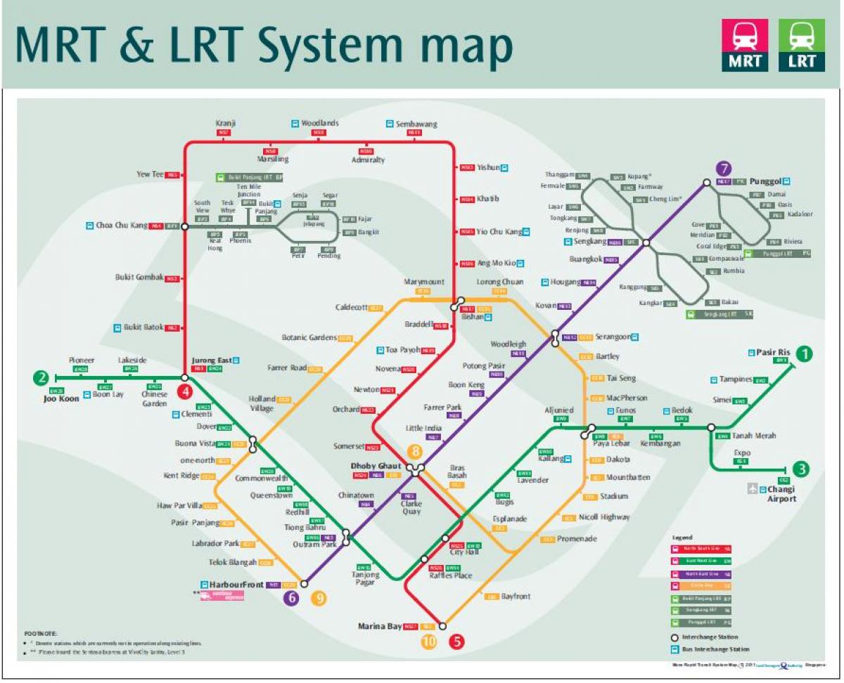 lrt maršruta karte Singapūra