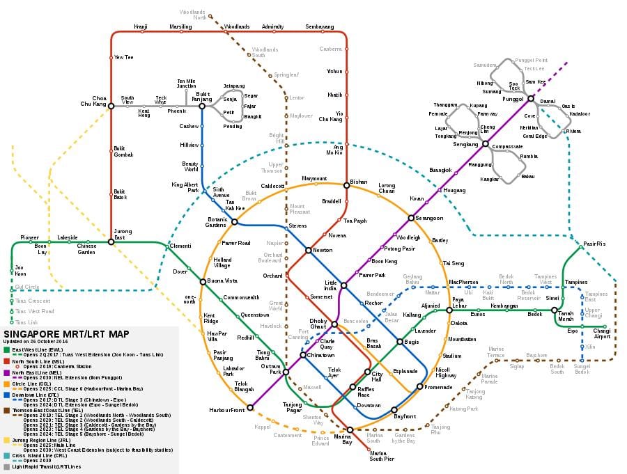 Singapūra mrt sistēmas karte