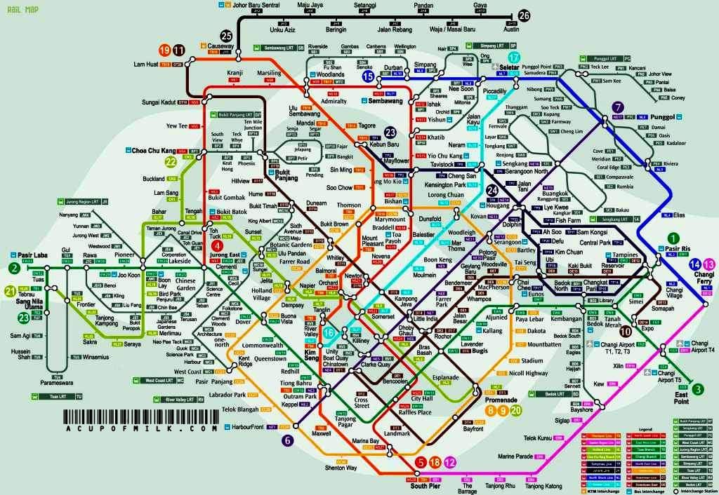 mrt maršruta karte Singapūra
