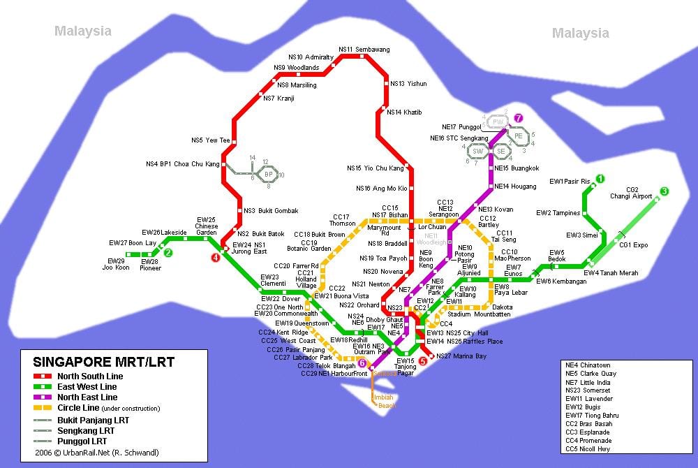 mtr maršruta karte Singapūra