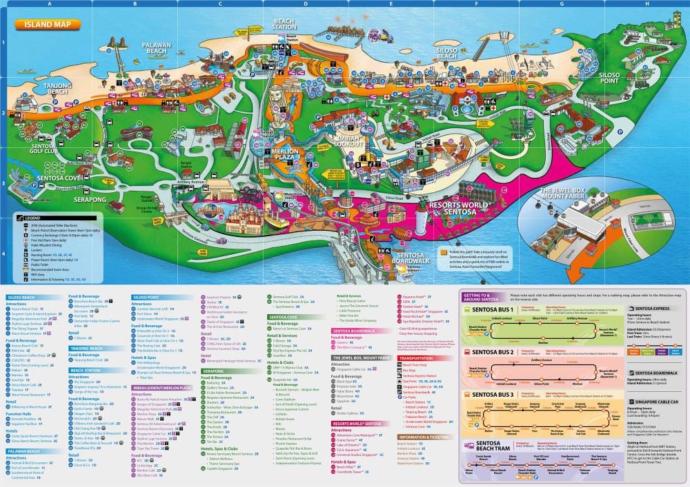 sentosa kartes atrakcijas