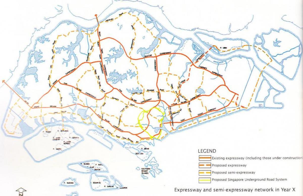 Singapūra šosejas karte