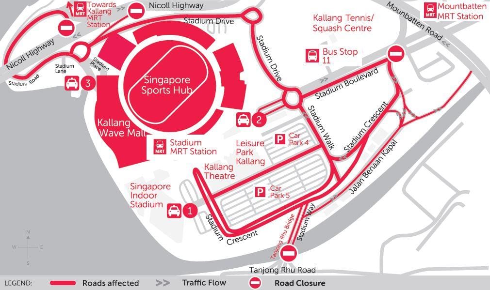 karte Singapūra sporta centrmezglu