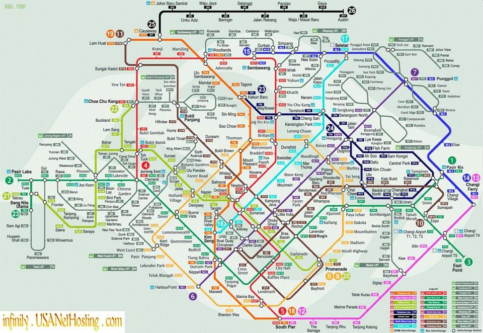 karte Singapūra transports