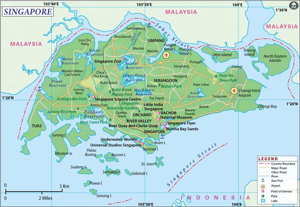 kartes Singapūras pilsētas