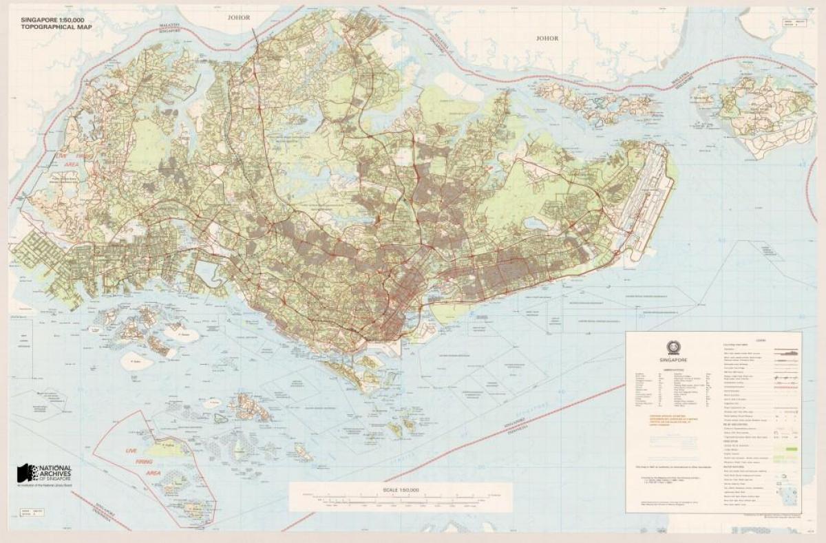karte Singapūra topogrāfiskās