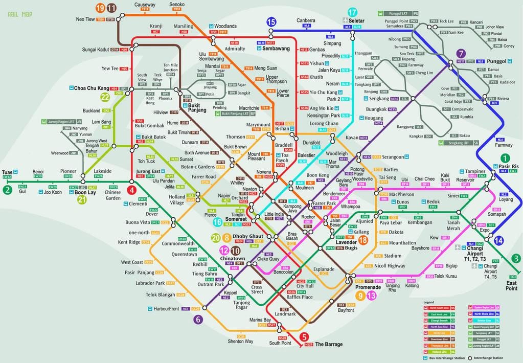 smrt Singapūra karte